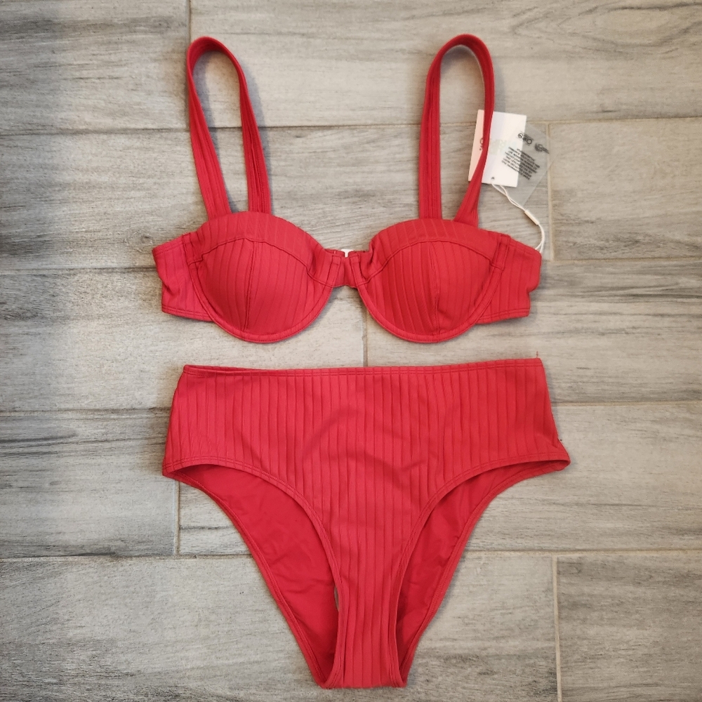Solid & Striped Red Bikini Set - image 3